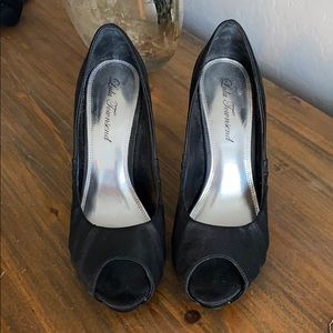 Black satin heels